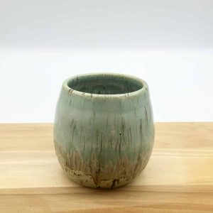 4 inch Simple Egg-Shaped Planter – Mint Chocolate Chip Glaze