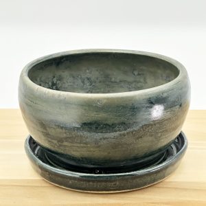 6 Inch Simple Planter With Built In Tray and Bluegreen Float Glaze