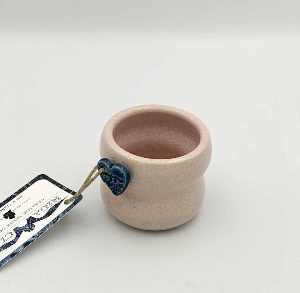 Wavy Double Bubble Succulent Planter with Pink Crackled Glaze with tag