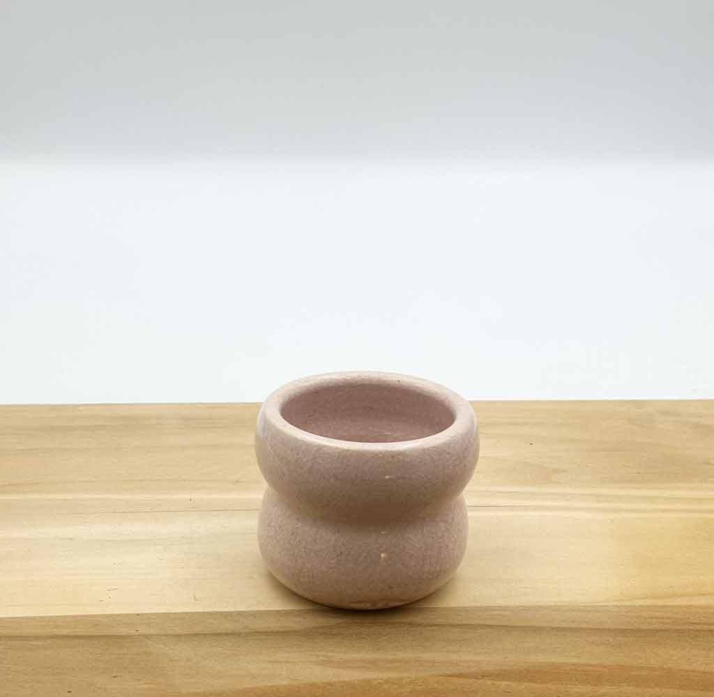 Wavy Double Bubble Succulent Planter with Pink Crackled Glaze